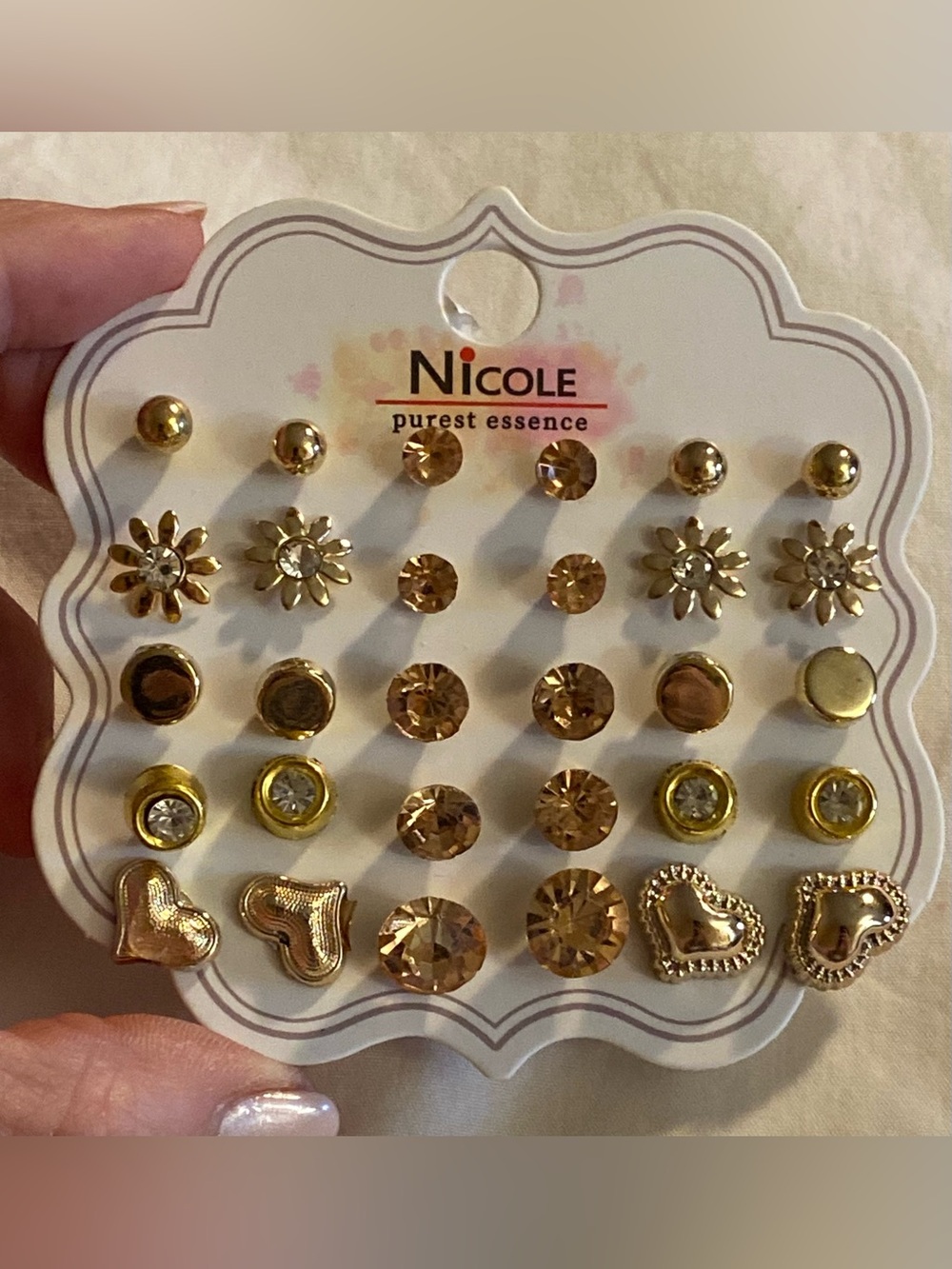 Nicole Gold Tone Mixed Stud Earring Set - Metallic Gold